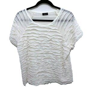 Creamy White Ruffled Top Short Sleeves Lined by Ashley Jill Womens Medium